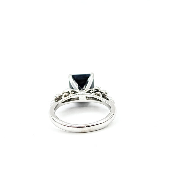 Ring Engagement Milgrain .25ctw Round & Marquise Diamonds 2.75ct Black Sapphire 14kw 2.3mm Sz5 4.15g 225110065