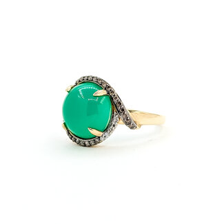 Ring Gradient .32ctw Round Diamonds 5.55ct Jade 14ky 15mm Sz8.25 5.15g 225100029