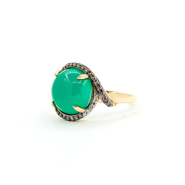Ring Gradient .32ctw Round Diamonds 5.55ct Jade 14ky 15mm Sz8.25 5.15g 225100029