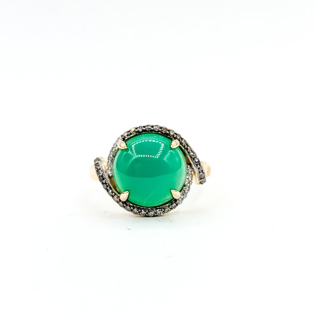 Ring Gradient .32ctw Round Diamonds 5.55ct Jade 14ky 15mm Sz8.25 5.15g 225100029