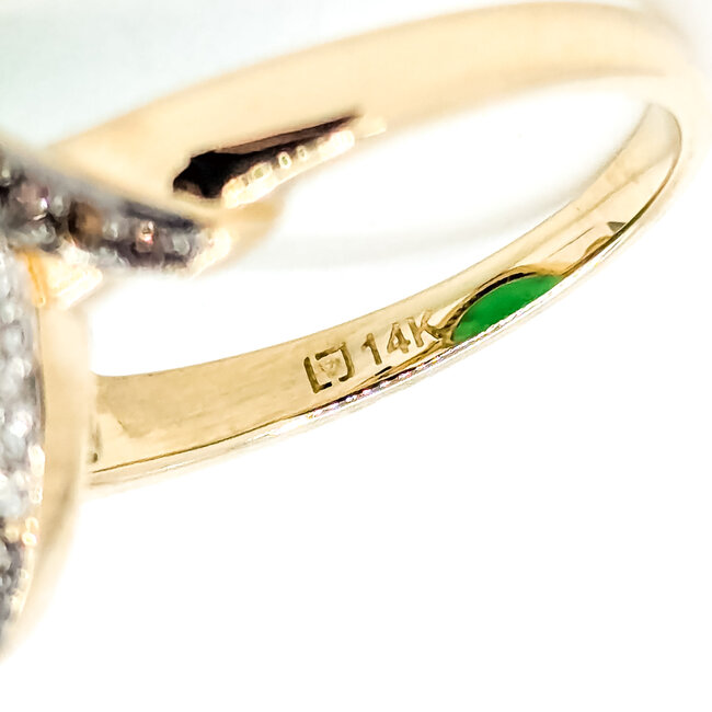 Ring Gradient .32ctw Round Diamonds 5.55ct Jade 14ky 15mm Sz8.25 5.15g 225100029