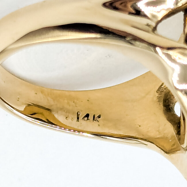 Ring Freeform 2.75ct Partially Black Australian Opal 14ky 19.5mm Sz5 8.95g 225100064