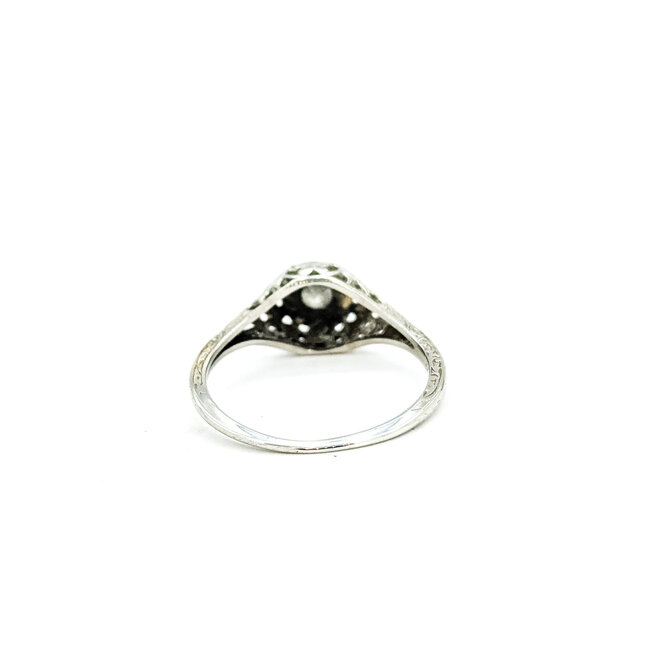 Ring Filigree Engagement 0.08ctw Euro Cut Diamond 18kw 8mm Sz7.5 2.01g 225110058