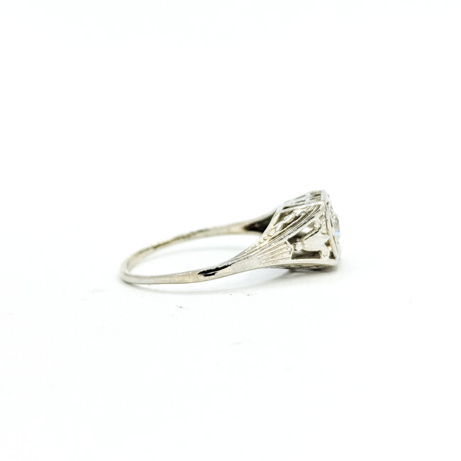 Ring Filigree Engagement 0.25ctw Euro Cut Diamond 18kw 7mm Sz6.75 2.12g 225110059