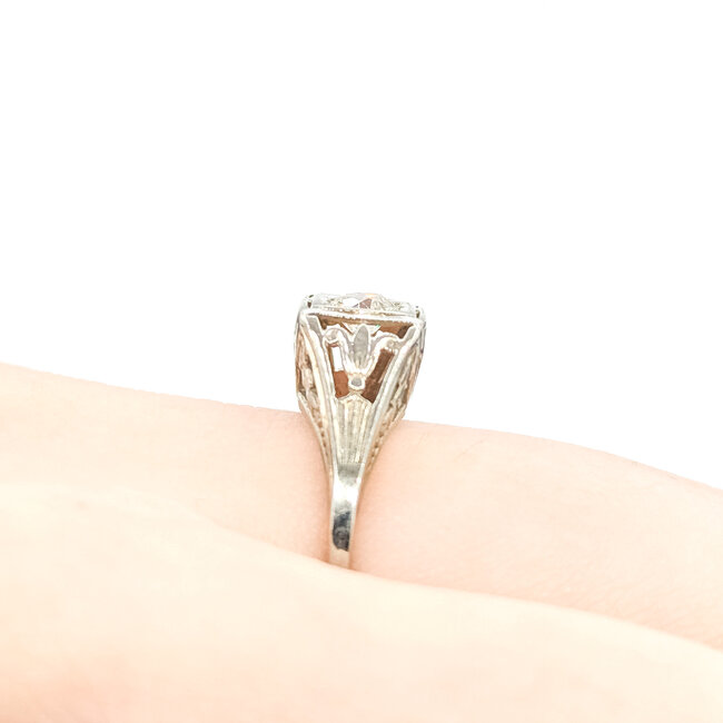 Ring Filigree Engagement 0.25ctw Euro Cut Diamond 18kw 7mm Sz6.75 2.12g 225110059