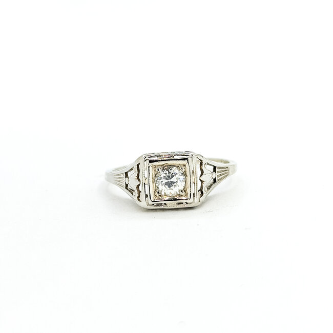 Ring Filigree Engagement 0.25ctw Euro Cut Diamond 18kw 7mm Sz6.75 2.12g 225110059