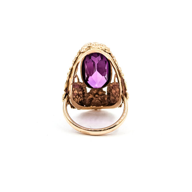 Ring Floral Butterfly 10ct Purple Synthetic Sapphire 14ky 36mm Sz8 8.66g 225100063