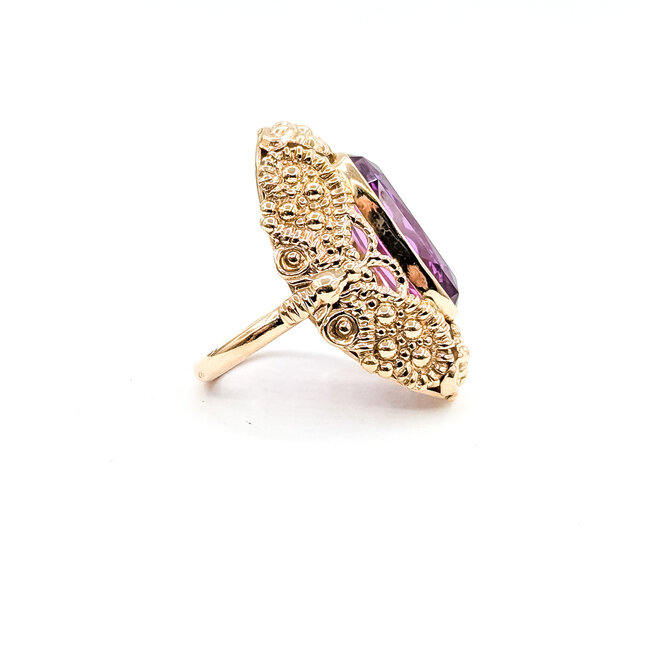 Ring Floral Butterfly 10ct Purple Synthetic Sapphire 14ky 36mm Sz8 8.66g 225100063