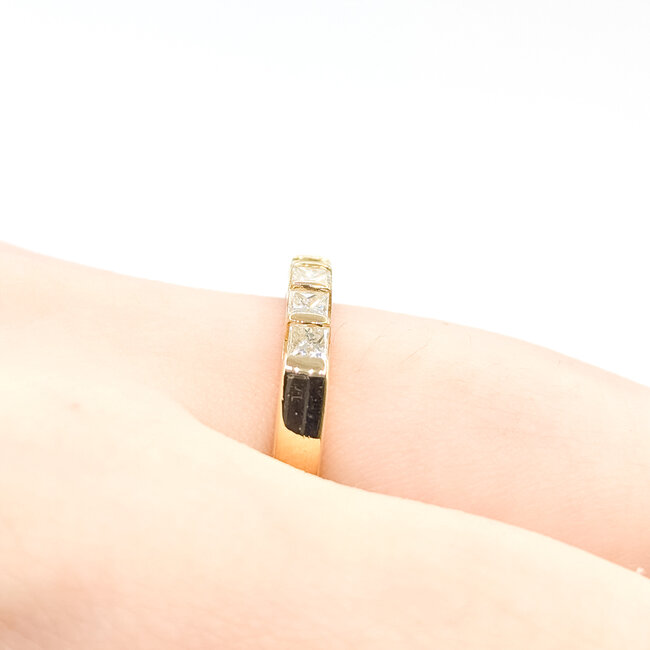 Ring 7-Stone Bridal 0.7ctw Princess Diamonds 14ky 3mm Sz6.25 3.88g 225110060