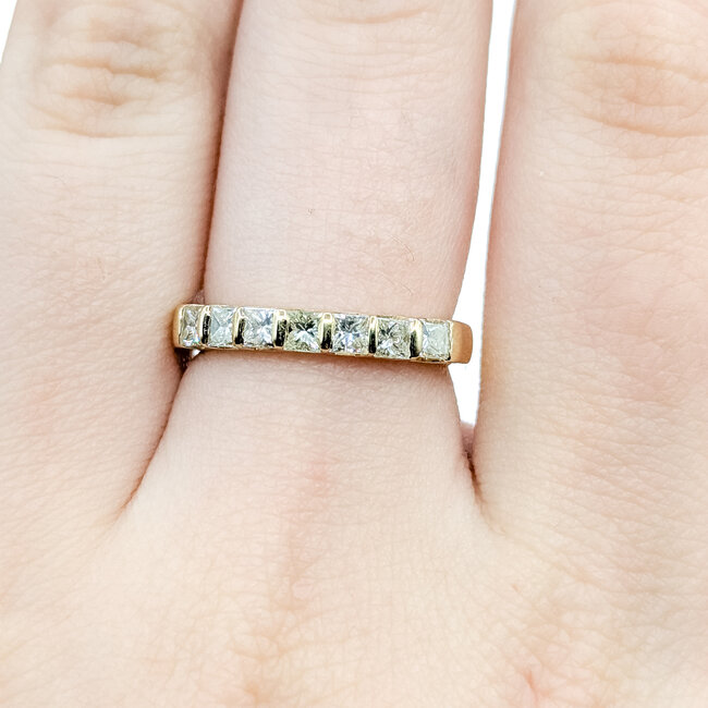 Ring 7-Stone Bridal 0.7ctw Princess Diamonds 14ky 3mm Sz6.25 3.88g 225110060