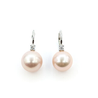 Earrings 0.13ctw Diamonds 11.5mm Pearl 14kw 11.5mm 125110084