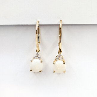Earrings 0.13ctw Diamonds 1.5ctw Opal 14ky 125110088