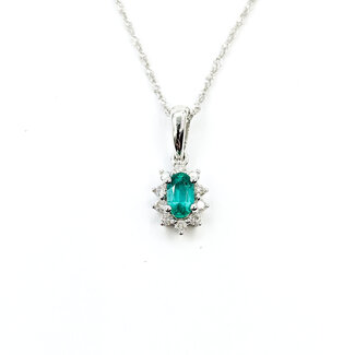 Pendant 0.1ctw Diamonds 0.2ctw Emerald 14kw 125110125