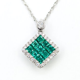 Pendant 0.15ctw Diamonds .52ctw Emerald 14kw 125110124