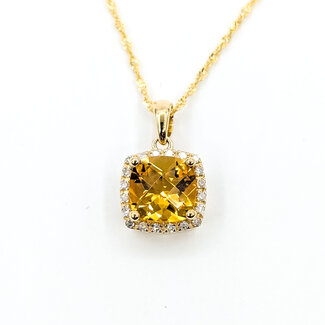 Pendant 0.08ctw Diamonds 1.33ctw Citrine 14ky 125110110