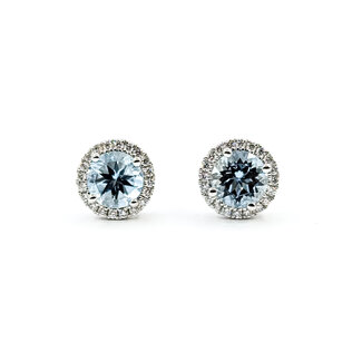 Earrings 1.19ctw Diamonds 1.36ctw Aquamarine 14kw 125110090