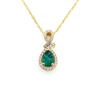 Pendant 0.16ctw Diamonds 0.62ctw Emerald 14ky 125110116