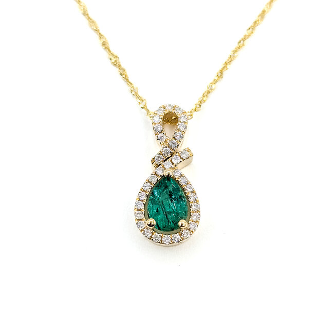 Pendant 0.16ctw Diamonds 0.62ctw Emerald 14ky 125110116