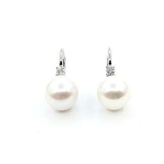 Earrings 0.16ctw Diamonds 11mm Pearl 14kw 11x11mm 125110083