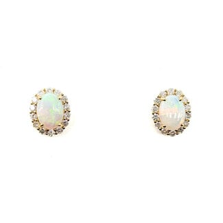 Earrings 0.52ctw Diamonds 1.44ctw Opal 14ky 125110071