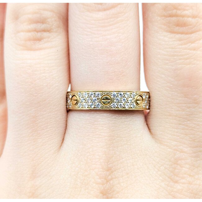 Ring Engagement Cartier Love .31ctw Round Diamonds 18ky 4mm Sz10.75 5.54g 125110145
