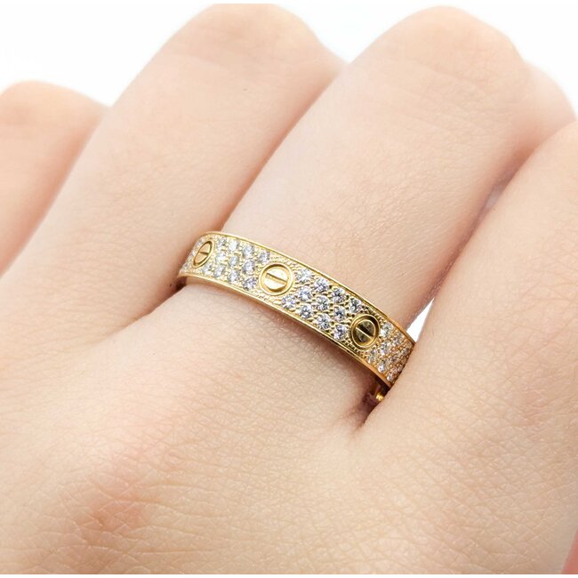 Ring Engagement Cartier Love .31ctw Round Diamonds 18ky 4mm Sz10.75 5.54g 125110145