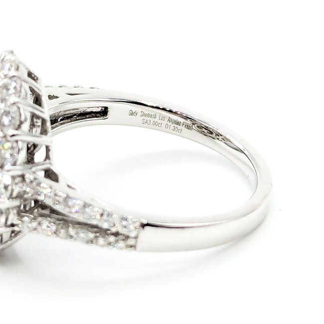 Ring Cocktail Double Halo 1.30ctw Round Diamonds 3.00ctw Pastel Blue Sapphire Plat 16x15mm Sz7 7.7g 225110123