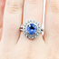 Ring Cocktail Double Halo 1.30ctw Round Diamonds 3.00ctw Pastel Blue Sapphire Plat 16x15mm Sz7 7.7g 225110123