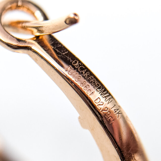 Earrings Lever Back Dangle 2.29ctw Round Diamonds 13.6ctw Watermelon Tourmaline 14kr 1.95x.75" 13.1g 225110128