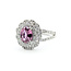 Ring Double Halo Split Shank 0.92ctw Round Diamonds 1.38ctw Pink Sapphire PLAT 14mm Sz7 6.2g 225110133