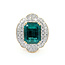 Ring Halo Milgrain 1.71ctw Round Diamonds 7.2ctw Emerald Plat 24mm Sz7 17.1g 225110134