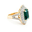 Ring Halo Milgrain 1.71ctw Round Diamonds 7.2ctw Emerald Plat 24mm Sz7 17.1g 225110134