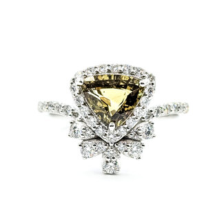 Ring Halo 0.49ctw Round Diamonds 1.08ct Color-Changing Green Alexandrite PLAT 13mm Sz6.75 5.2g 225110135