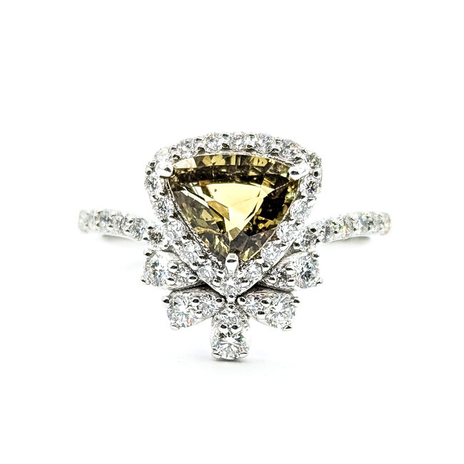 Ring Halo 0.49ctw Round Diamonds 1.08ct Color-Changing Green Alexandrite PLAT 13mm Sz6.75 5.2g 225110135