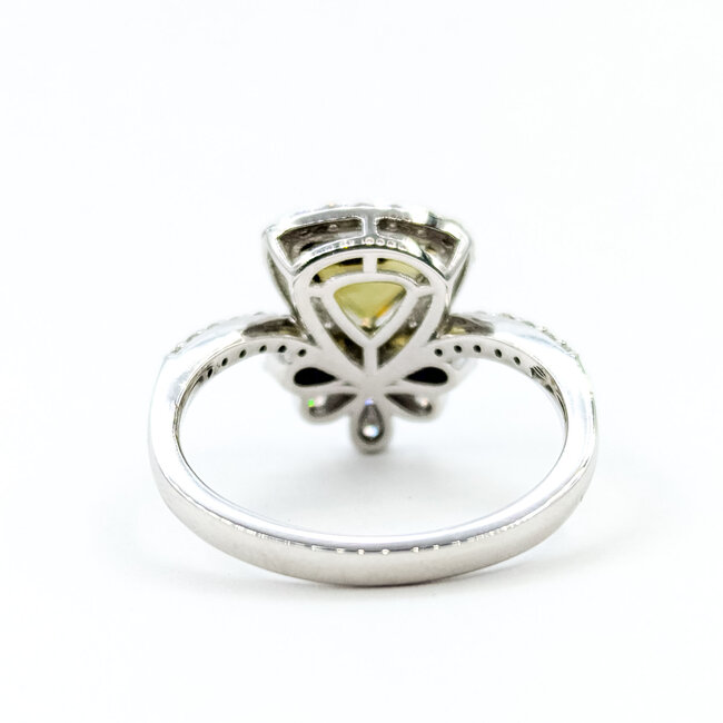 Ring Halo 0.49ctw Round Diamonds 1.08ct Color-Changing Green Alexandrite PLAT 13mm Sz6.75 5.2g 225110135