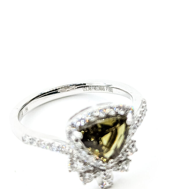 Ring Halo 0.49ctw Round Diamonds 1.08ct Color-Changing Green Alexandrite PLAT 13mm Sz6.75 5.2g 225110135