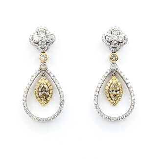 Earrings Dangle 3.14ctw Round Diamonds 14ktt 1.4x.6" 8.4g 225110126