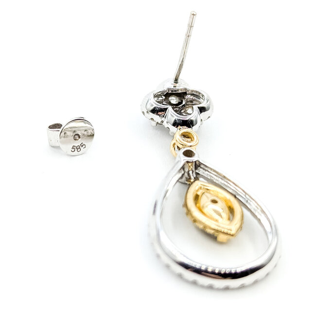 Earrings Dangle 3.14ctw Round Diamonds 14ktt 1.4x.6" 8.4g 225110126