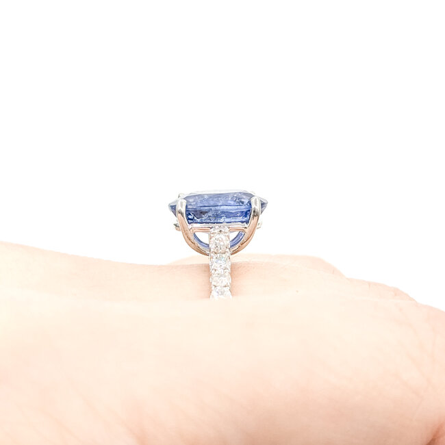 Ring Engagement 0.37ctw Round Diamonds 3.65ct Cornflower Blue Ceylon Sapphire 18K 2.2mm Sz6.5 3.4g 225110132