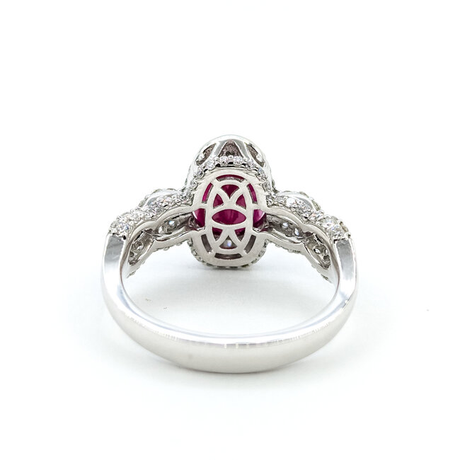Ring Split Shank .81ctw Round Diamonds 2.17ctw Ruby PLAT 5mm Sz7 9.4g 225110130