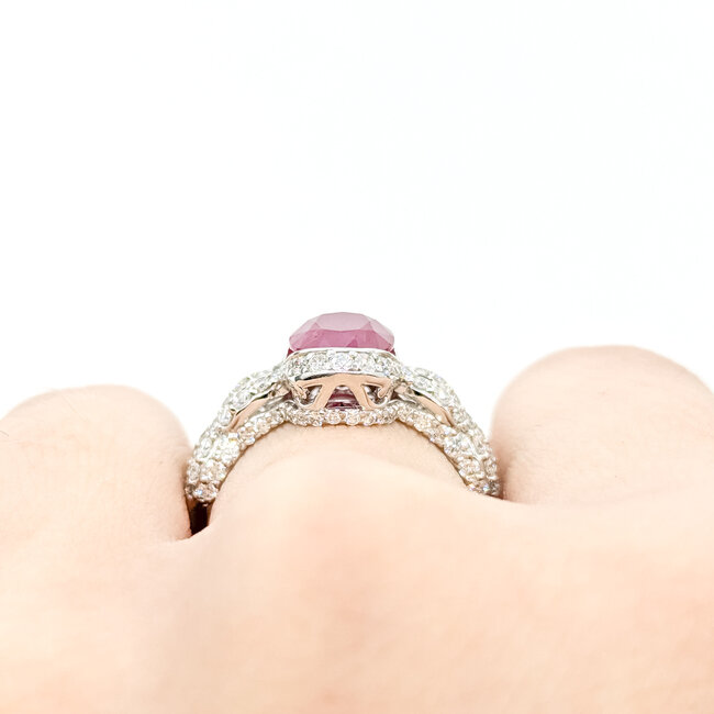 Ring Split Shank .81ctw Round Diamonds 2.17ctw Ruby PLAT 5mm Sz7 9.4g 225110130