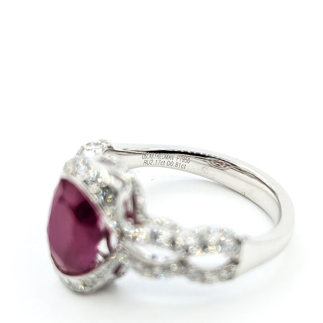Ring Split Shank .81ctw Round Diamonds 2.17ctw Ruby PLAT 5mm Sz7 9.4g 225110130