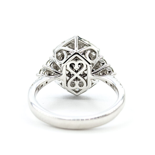 Ring Halo 0.92ctw Round Diamonds 1.99ctw Burma Red Ruby PLAT 15mm Sz6.5 16.7g 225110131