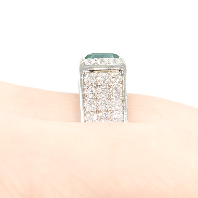 Ring Gallery Display 1.31ctw Round Diamonds 3.15ct Emerald 18K 7.5mm Sz6.5 10.5g 225110129