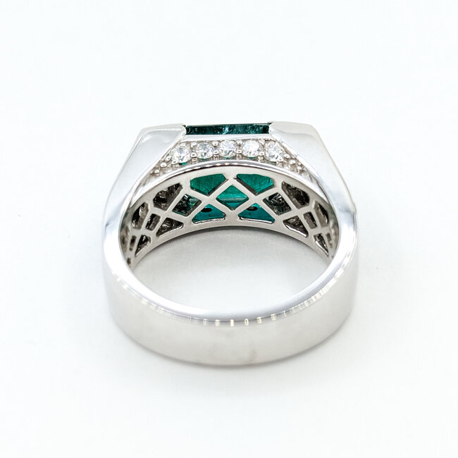 Ring Gallery Display 1.31ctw Round Diamonds 3.15ct Emerald 18K 7.5mm Sz6.5 10.5g 225110129