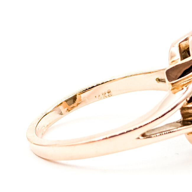 Ring Unique 0.01ctw Round Diamonds 6.3ct Grey Catseye Quartz 14ky 16mm Sz8 8.2g 225110031