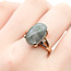 Ring Unique 0.01ctw Round Diamonds 6.3ct Grey Catseye Quartz 14ky 16mm Sz8 8.2g 225110031
