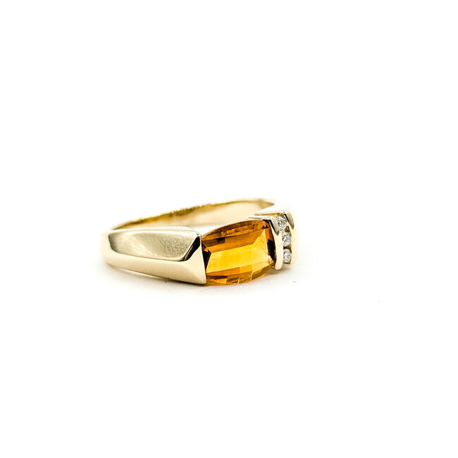 Ring East West 0.03ctw Round Diamonds 1.2ct Citrine 14ky 6.25mm Sz7.5 5.4g 225110016