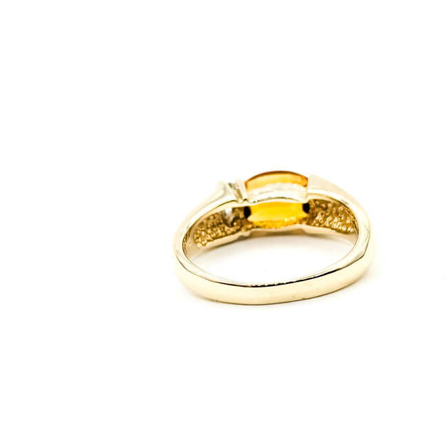 Ring East West 0.03ctw Round Diamonds 1.2ct Citrine 14ky 6.25mm Sz7.5 5.4g 225110016