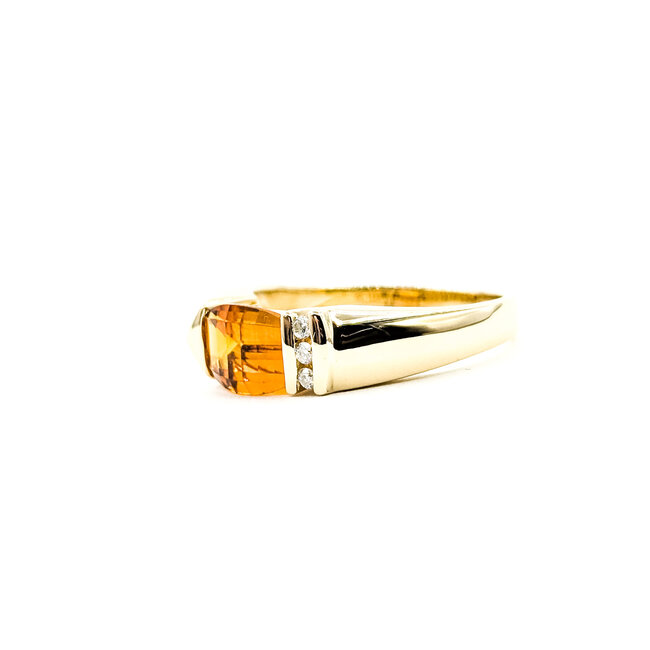 Ring East West 0.03ctw Round Diamonds 1.2ct Citrine 14ky 6.25mm Sz7.5 5.4g 225110016